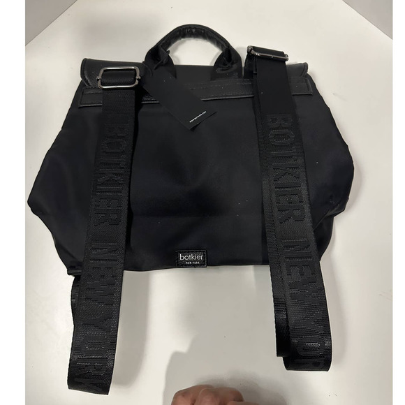 NWT Botkier New York Black Faux Leather Trigger Nylon Bag Mini Backpack - Picture 7 of 13